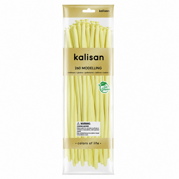 Mooideco - 260 - Macaron Yellow - Nozzle up - Kalisan balloons