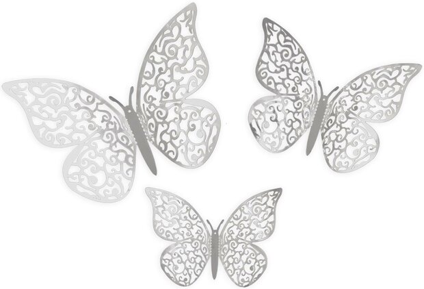 3D Adhesive Butterflies - Silver - Oaktree (12)