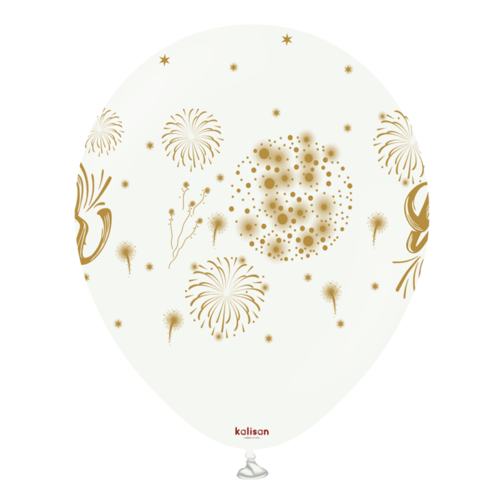 Mooideco - Happy New Year Fireworks - Black and white - Print Gold - 12 inch - Kalisan
