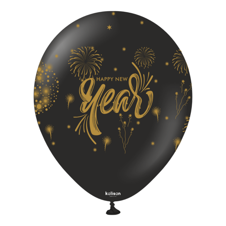 Mooideco - Happy New Year Fireworks - Black and white - Print Gold - 12 inch - Kalisan