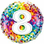 Mooideco - Rainbow confetti - Happy birthday 8 jaar folie ballon