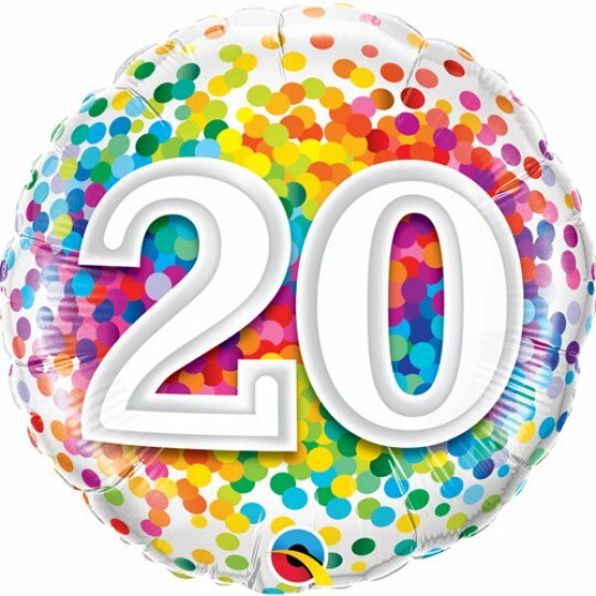 Mooideco - Rainbow confetti - Happy birthday 20 jaar folie ballon