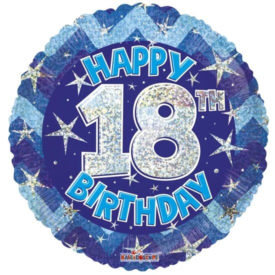 Mooideco - Blue Holograpic Happy 18th Birthday - 18 inch - Kaleidoscope (1)
