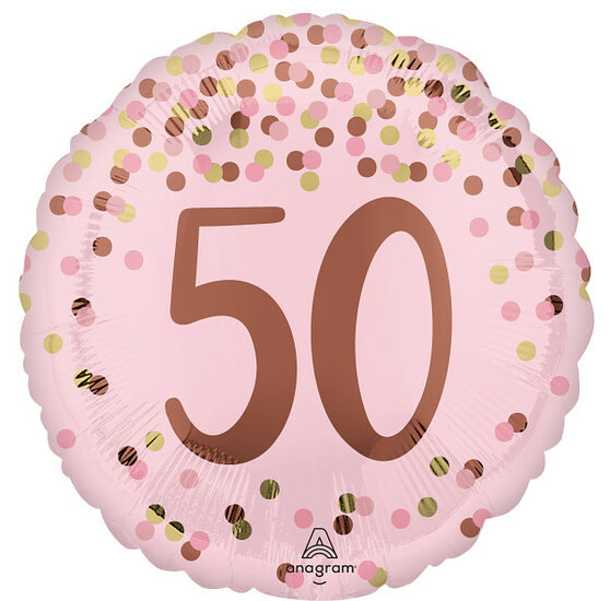 Mooideco - Pretty Pink Birthday - Happy birthday 50 jaar - 18 inch - Anagram