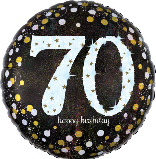 Mooideco - Sparkling black - Happy birthday 70 jaar ballon