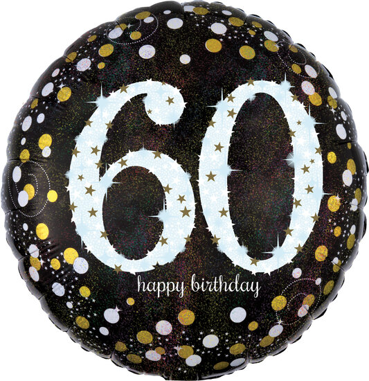 Mooideco - Sparkling black - Happy birthday 60 jaar ballon