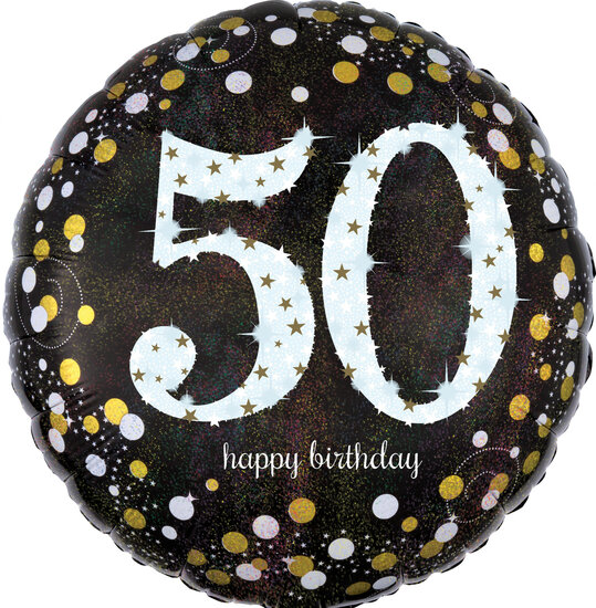 Mooideco - Sparkling black - Happy birthday 50 jaar ballon