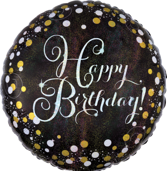 Mooideco - Sparkling black - Sparkling black &amp; gold - Happy birthday 