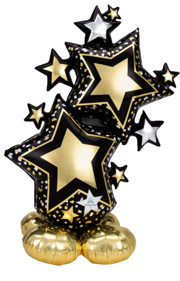 Mooideco - Star Cluster Black &amp; Gold - Airloonz - Everyday - 51 inch - P71 - Anagram Balloons