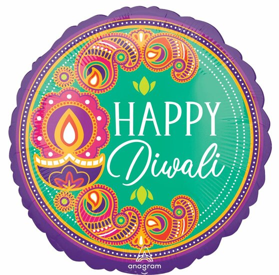 Mooideco - Rangoli dreams - Standard HX - happy Diwali - 18 inch - S40 - Anagram Balloons