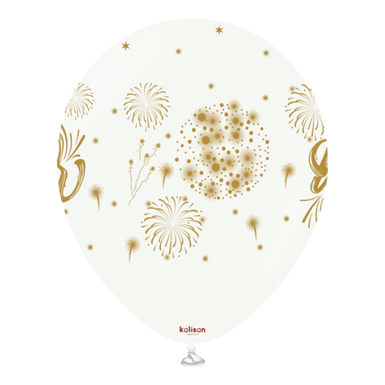 Mooideco - Happy New Year Fireworks - Black and white - Print Gold - 12 inch - Kalisan