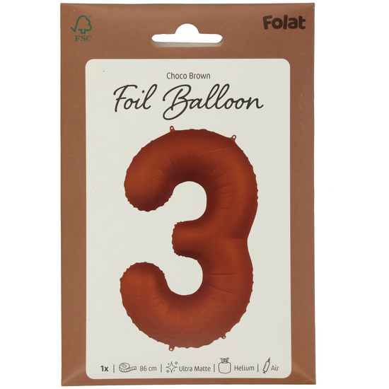 Mooideco - Number 3 - Chocolate - 34 inch - Folat