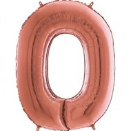 Mooideco - Grabo Cijfer ballon 0 rose goud 66 cm