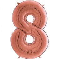 Mooideco - Grabo Cijfer ballon 8 rose goud 66 cm
