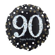 Mooideco - Sparkling black - Happy birthday 90 jaar ballon