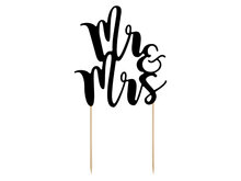 Mooideco groothandel - Taarttopper Mr &amp; Mrs zwart