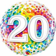 Mooideco - Rainbow confetti - Happy birthday 20 jaar folie ballon