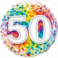Mooideco - Rainbow confetti - Happy birthday 50 jaar folie ballon