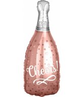 Mooideco - cheers rose fles - 26 inch - Anagram ballonnen
