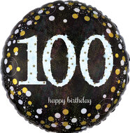 Mooideco - Sparkling black - Happy birthday 100 jaar ballon