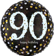 Mooideco - Sparkling black - Happy birthday 90 jaar ballon
