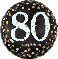 Mooideco - Sparkling black - Happy birthday 80 jaar ballon