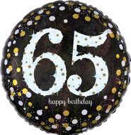 Mooideco - Sparkling black - Happy birthday 65 jaar ballon