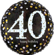 Mooideco - Sparkling black - Happy birthday 40 jaar ballon