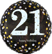 Mooideco - Sparkling black - Happy birthday 21 jaar ballon