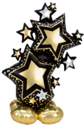 Mooideco - Star Cluster Black &amp; Gold - Airloonz - Everyday - 51 inch - P71 - Anagram Balloons