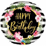 Flowers & stripes - Happy birthday