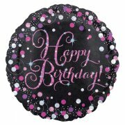 Sparkling black & pink - Happy birthday - 18 inch - S55 Anagram (1) (verlaat assortiment)