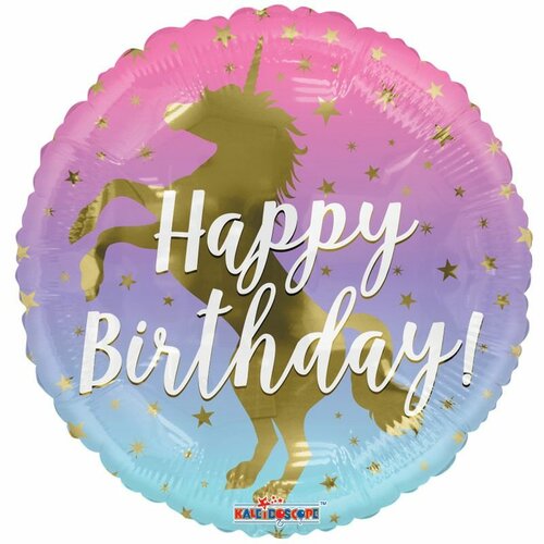 Unicorn Ombre - Happy birthday - 18 inch - Kaleidoscope (1)