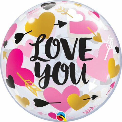 Love you hearts & arrows - Bubble - 22 inch - Qualatex (1)