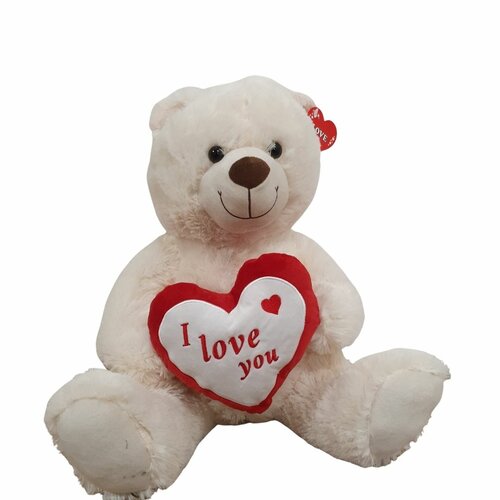 Knuffel teddybeer wit met hart I Love you