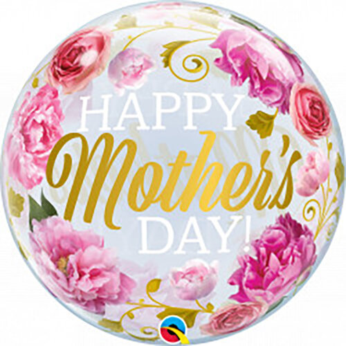 Happy Mothersday - Pink Peonies - Single Bubble - 22 inch - Qualatex