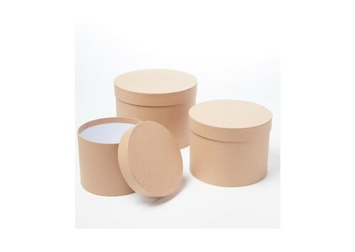 Hat Boxes - Natural - Set van 3 Hat Boxes - Natural - Set van 3