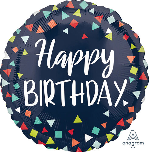 Happy birthday folie vierkanten en driehoeken - 18 inch - Anagram(1)