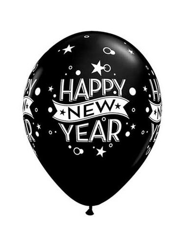 Zwarte Happy New Year ballonnen