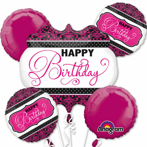 Set- Happy Birthday - wit, roze, zwart