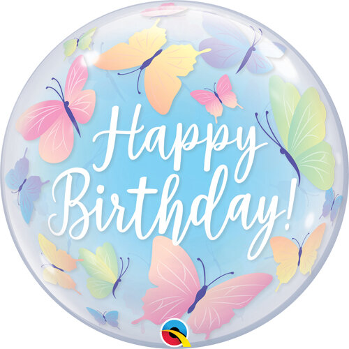 Birthday Butterflies Bubble - 22 inch - Qualatex Birthday Butterflies Bubble - 22 inch - Qualatex