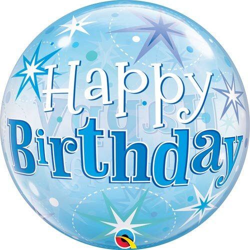 Happy Birthday Blue Bubble- 22 inch - Qualatex
