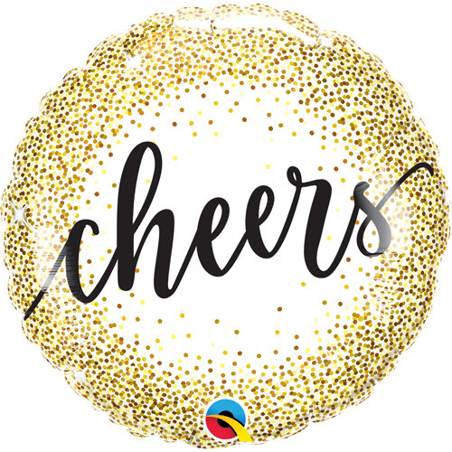 Cheers gold glitter dots - 18 inch - Qualatex