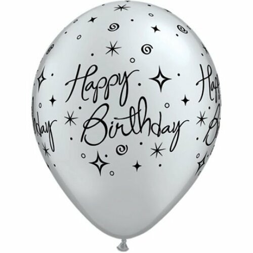 R11 - happy Birthday Sparkles & Swirls - Silver