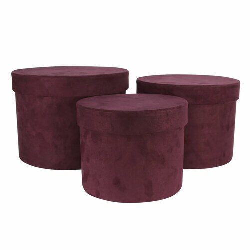 Hoedendozen Velvet set van 3 Bordeaux