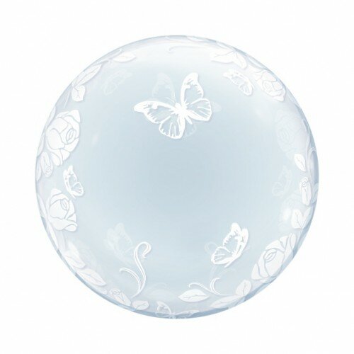 Elegant Roses & Butterflies - Deco Bubble - 24 inch - Qualatex (1)