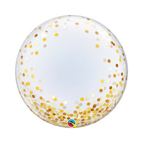 Gold confetti - Deco Bubble - 24 inch - Qualatex (1)