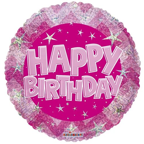 Pink Holographic Happy Birthday - 18 inch - Kaleidoscope (1) Pink Holographic Happy Birthday - 18 inch - Kaleidoscope (1)