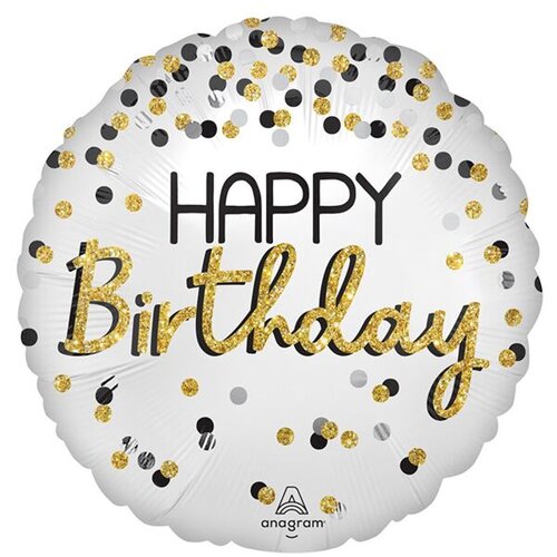 Satin Black Silver Gold Birthday - Happy birthday - 18 inch - S55 Anagram (1) Satin Black Silver Gold Birthday - Happy birthday - 18 inch - S55 Anagram (1)