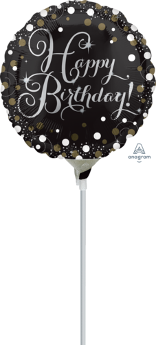 Sparkling black & gold - Happy birthday - 9 inch - A15 Anagram (1)